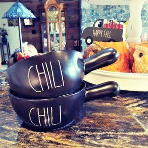 Pair of 2 Rae Dunn Classic Black Chili Crocks, Ceramic